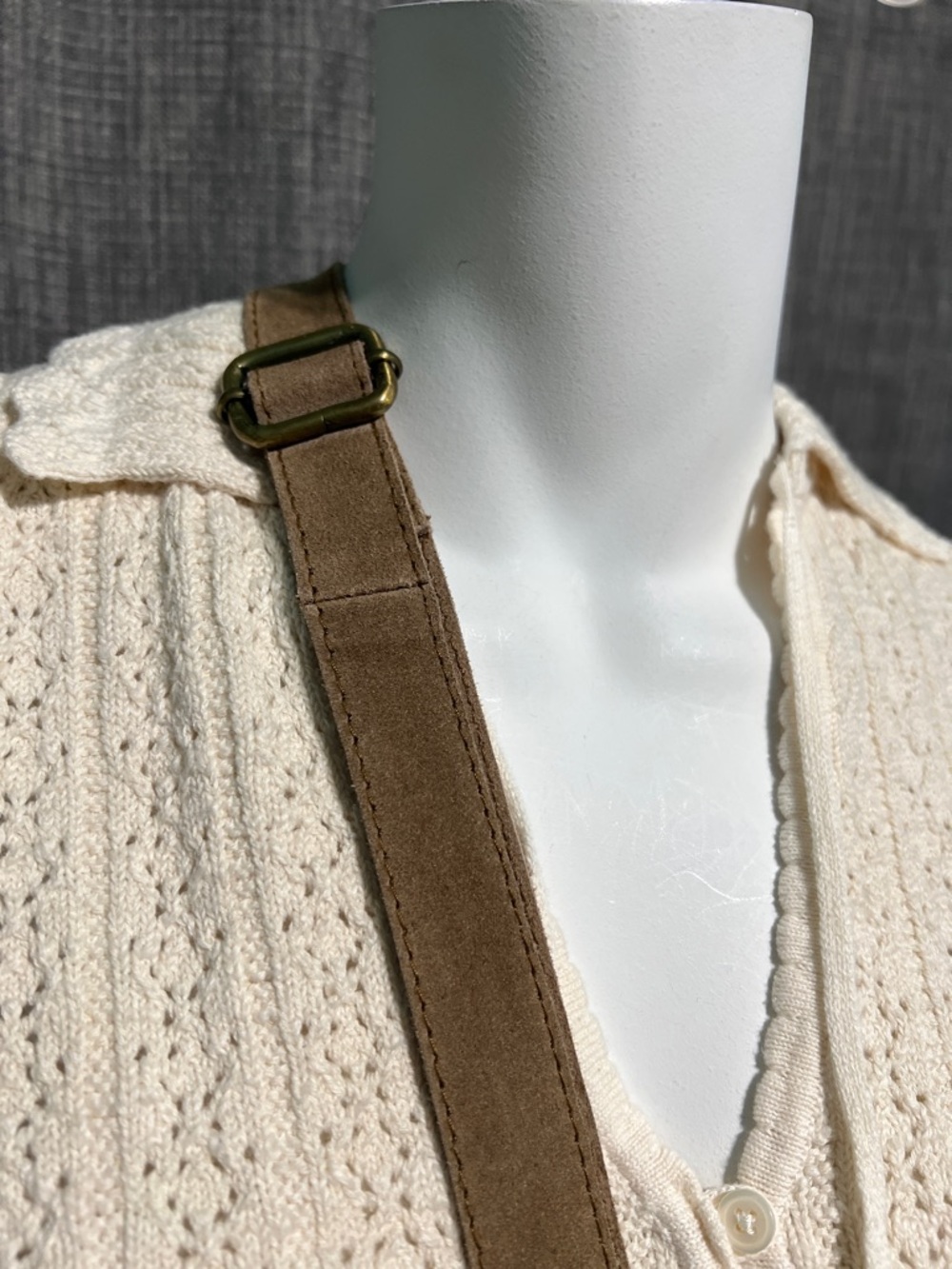 Forever 21 Genuine Cowhide Suede Fringe Crossbody Handbag Light Brown - Picture 3 of 13